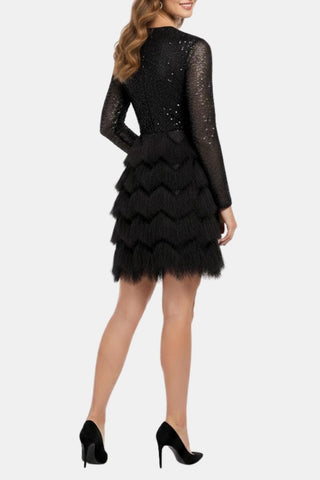 Women's Long Sleeve Sequin Cocktail Mini Dress