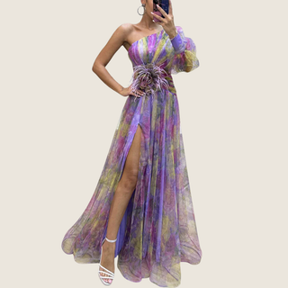 Women's One Shoulder Floral Maxi Dress