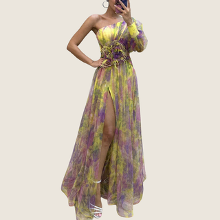 Women's One Shoulder Floral Maxi Dress