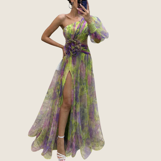 Women's One Shoulder Floral Maxi Dress