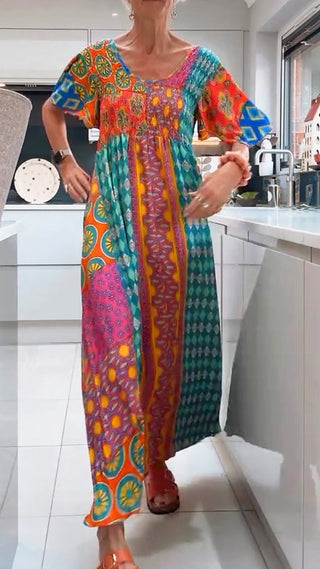 Women's Patchwork Bohemian Maxi Dress