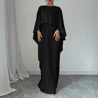 Women's Pleated Cape Maxi Dress