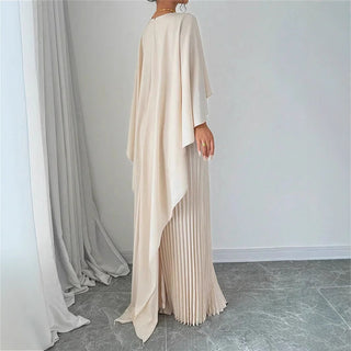 Women's Pleated Cape Maxi Dress