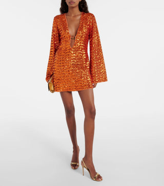 Women's Plunge Sequin Mini Dress