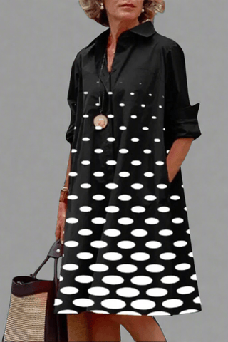 Women's Polka Dot Shirt Midi Dress