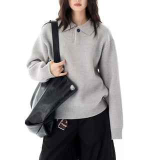 Women's Polo Ribbed Knit Sweater