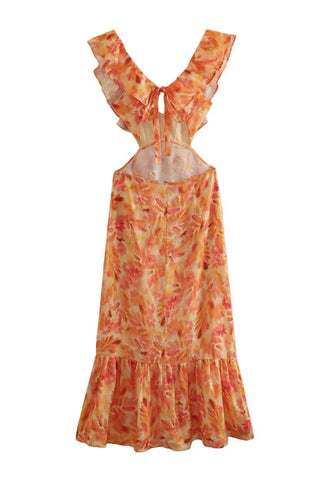 Women's Ruffle Floral Summer Midi Dress