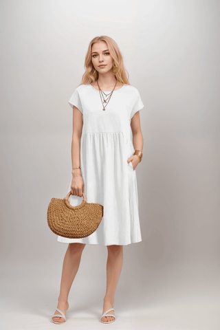 Women's Short Sleeve A-Line Midi Dress