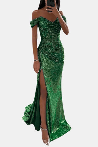 Women's Slit Off-Shoulder Maxi Dress