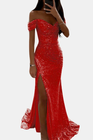 Women's Slit Off-Shoulder Maxi Dress