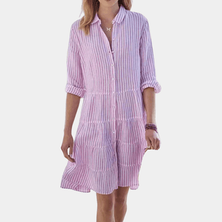 Women's Striped Tiered Shirt Mini Dress