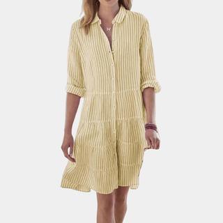 Women's Striped Tiered Shirt Mini Dress