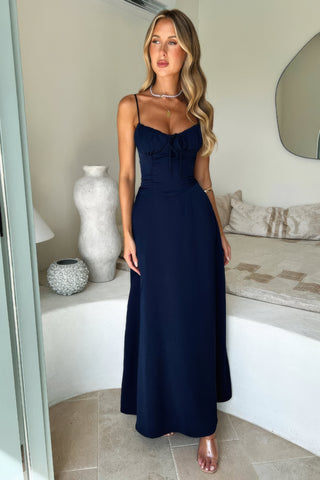 Women's Tie-Front A-Line Maxi Dress