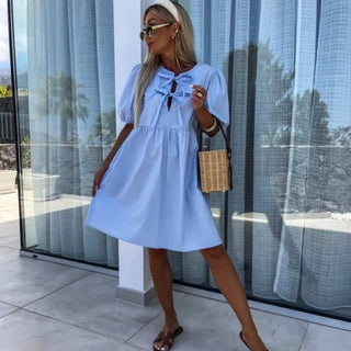 Women's Tie Neck A-Line Mini Dress