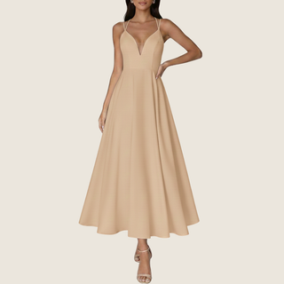 Women's V-Neck A-Line Midi Dress