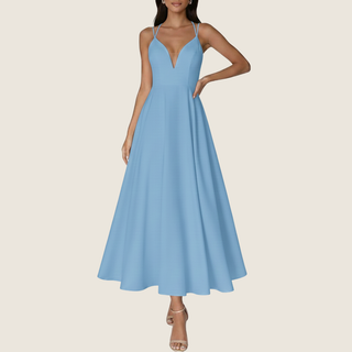 Women's V-Neck A-Line Midi Dress