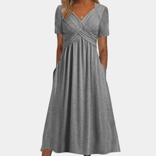 Women's V-Neck A-Line Midi Dress