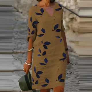 Women's V-Neck Floral Print Midi Dress