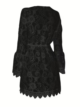 Women's V-Neck Lace Mini Dress