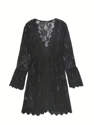 Women's V-Neck Lace Mini Dress