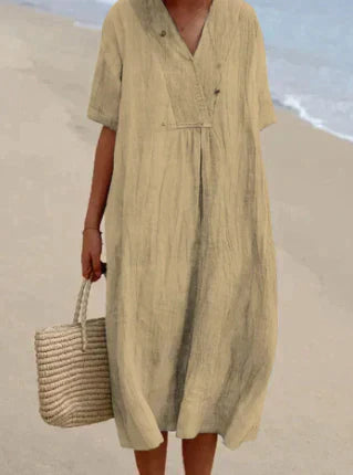 Women's V-Neck Midi Tunic Dress