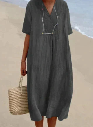 Women's V-Neck Midi Tunic Dress