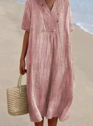 Women's V-Neck Midi Tunic Dress