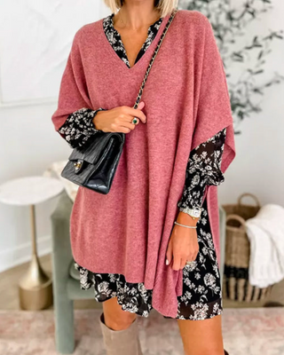 Women's V-Neck Poncho Sweater