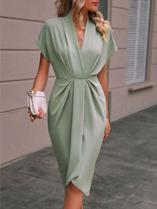 Women's V-Neck Wrap Midi Dress