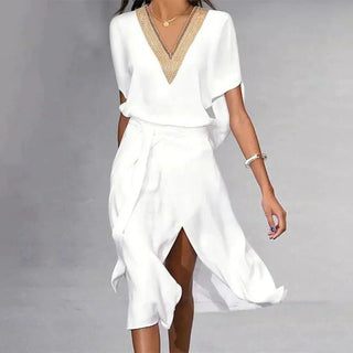 Women's V-Neck Wrap Midi Dress