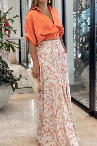 Women's Wide Leg Printed Pant Set