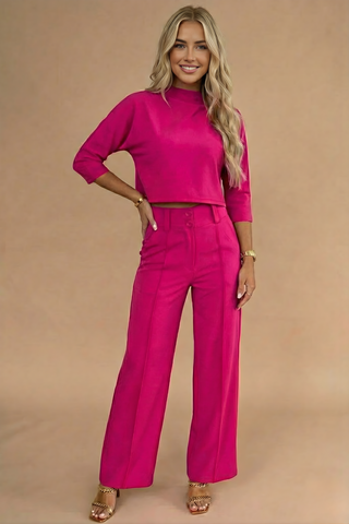 Women's Wide Leg Two-Piece Pant Set