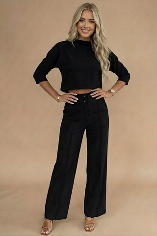 Women's Wide Leg Two-Piece Pant Set