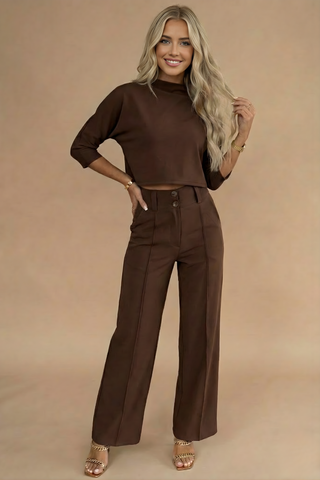 Women's Wide Leg Two-Piece Pant Set