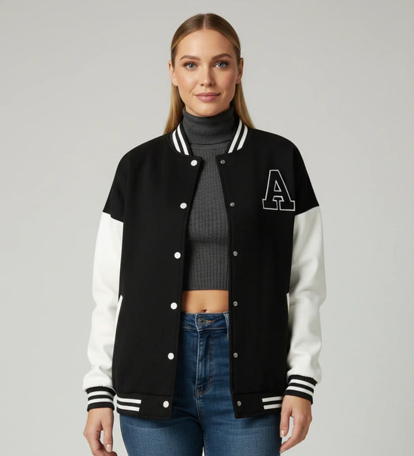 Women's Applique Letter Varsity Jacket