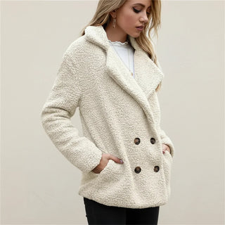 Women's Double-Breasted Teddy Peacoat
