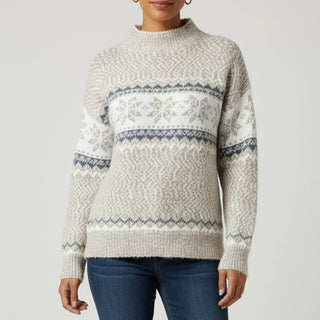 Women's Fair Isle Pattern Mock Neck Pullover Sweater