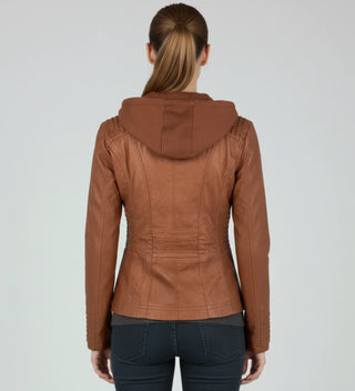 Women's Fitted Hooded Moto Jacket