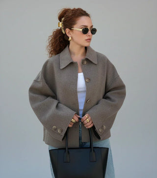 Women's Double-Breasted Cropped Pea Coat