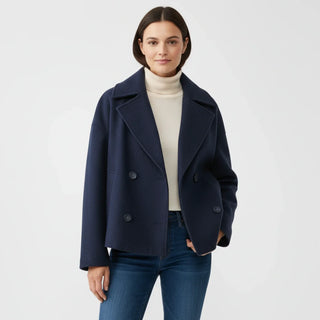 Women's Cropped Trench-Style Peacoat