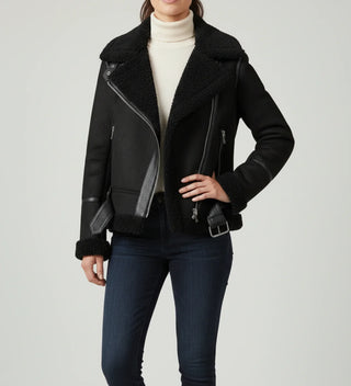 Women's Short Shearling Aviator Jacket