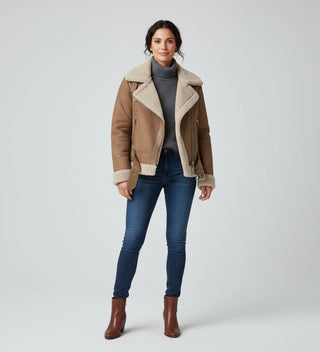Women's Short Shearling Aviator Jacket
