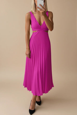 Women's Pleated A-Line Midi Dress