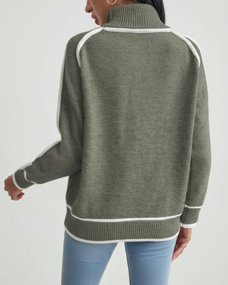 Women's Contrast Trim Turtleneck Knit Sweater