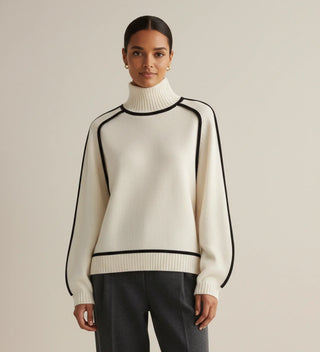 Women's Turtleneck Sweater with Contrast Trim