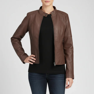 Women's Moto Biker Jacket with Zip Pockets